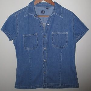 Denim button-up shirt